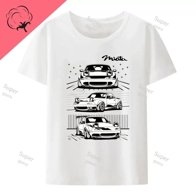 Initial D JDM MIATA MX5 Theme 100%Cotton Streetwear Shirts Funny Men\'s Graphic Clothing Gym Tshirt Mens Y2k Short Sleeve Tee