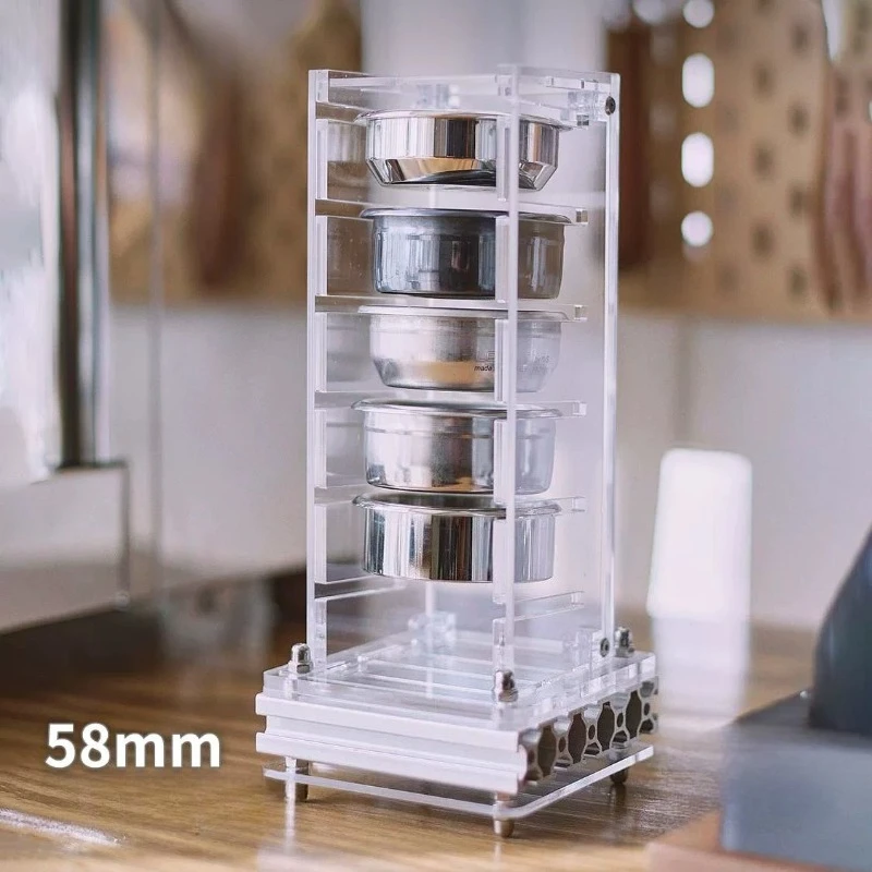 Powder bowl rack 58mm appliance Blind bowl Coffee powder bowl rack Household commercial transparent aluminum alloy