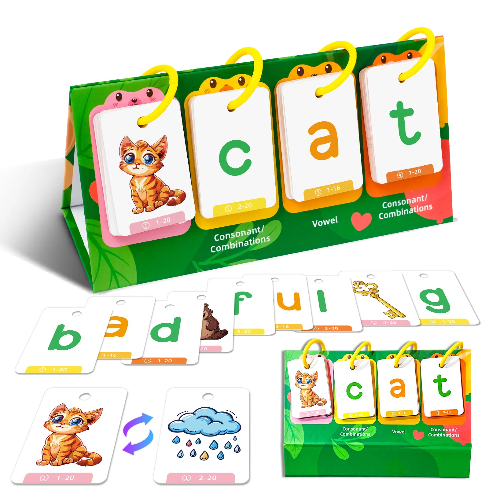 80 rompecabezas de educación temprana para niños, tarjetas de mesa con palabras en inglés, juguete divertido interactivo para padres e hijos, tarjetas de mesa de aprendizaje