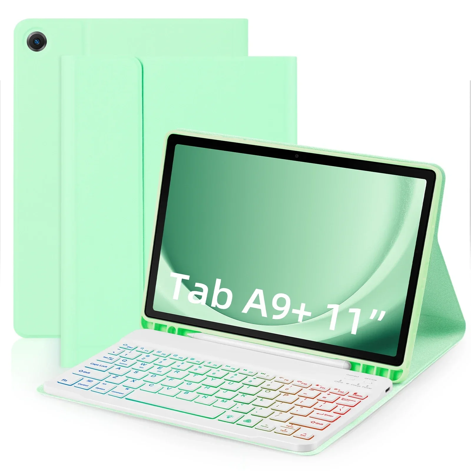 Backlight Keyboard Case For Samsung Galaxy Tab A9 Plus A9+ 11 Inch X210 X215 X216 Korean Portuguese Spanish Keyboard Cover Funda
