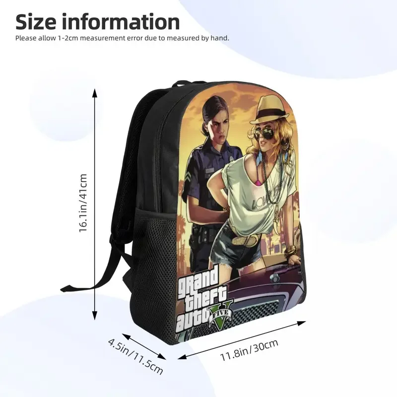 Mochila Adventure Game para Mulheres e Homens, Resistente à Água, Bolsa de Escola Universitária, Folhetos Impressos, GTA