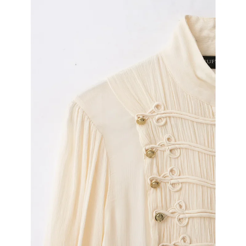 2026 Neue Kollektion Damenkleidung Rüschenbluse Luxuriöse Vintage-Style Hemden Langärmelige Hemden mit Trompetenärmeln Elegantes Abendhemd – Detail 16