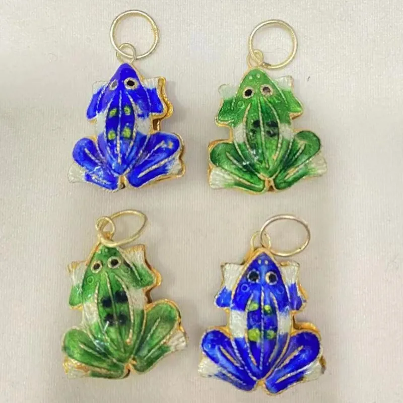 

10pcs Cute Cloisonne Enamel Frog Charms Small Animal Pendants DIY Jewelry Making Findings Traditional Handcraft Accessories