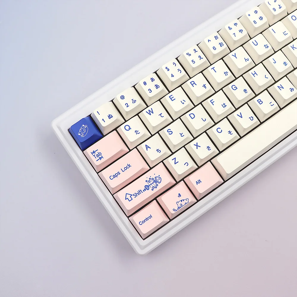 

Original Pink Japanese Keycaps Sublimation Cute Cat Keycaps Compatible Mechanical Keyboard 68/87/104/75