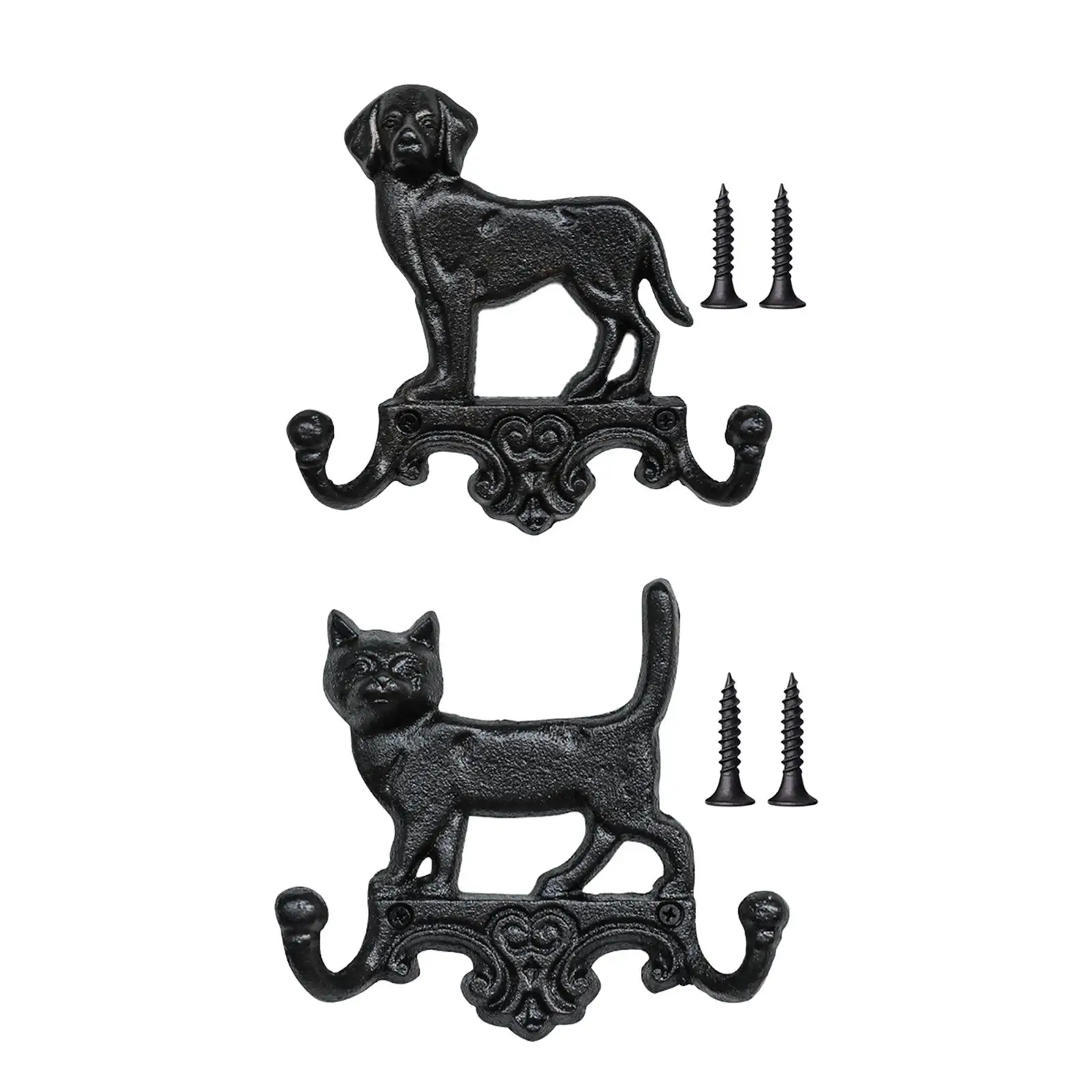 Nordic Cast Iron Wall Hook Retro Hanging Decor Vintage Animal Shape Outdoor Key Hook Garage Holder Utility Hook Double Hook