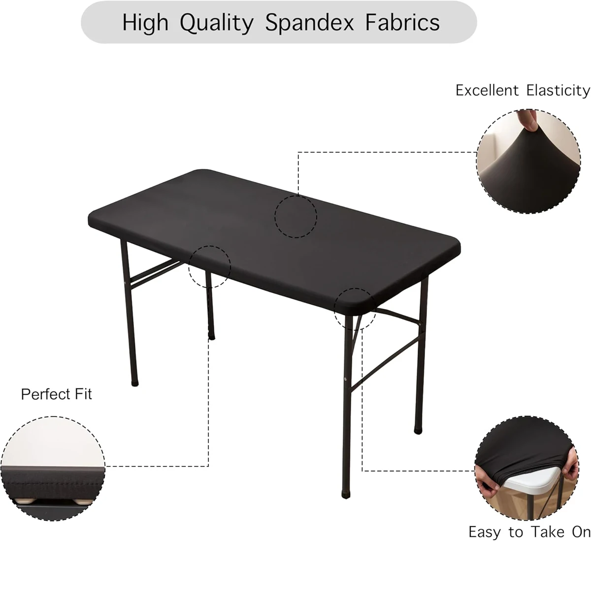 3 Size Elastic Fitted Fabric Rectangle Table Cloth Folding Tables Washable Picnic Camping Indoor & Outdoor Table Slipcover