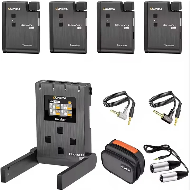 

Comica BoomX-U QUA UHF 24-Channel Professional Wireless Lapel Lavalier Microphone with 4 Transmitters