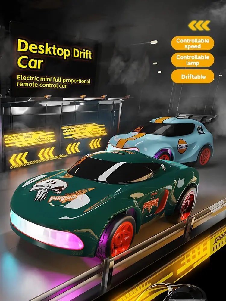 

1/64 Scale Mini Drift RC Car, 2.4G 4WD High Speed Remote Control Car, Desktop Racing Sports Cars Model for Adult Colored Lights
