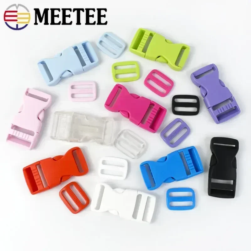 10/20Sets 15/20/25mm Plastic Side Release Buckle Belt Tri Glide Slider Clasp Webbing Bag Strap Adjustable Pet Collar Accessory