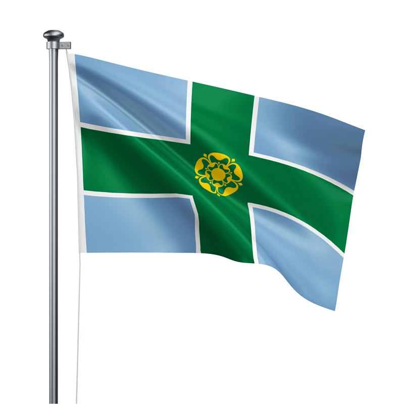 Gaslight Gatekeep Girlboss 5' x 3' Derbyshire England Flag Banner Polyester with Brass Grommets 150cm x 90cm
