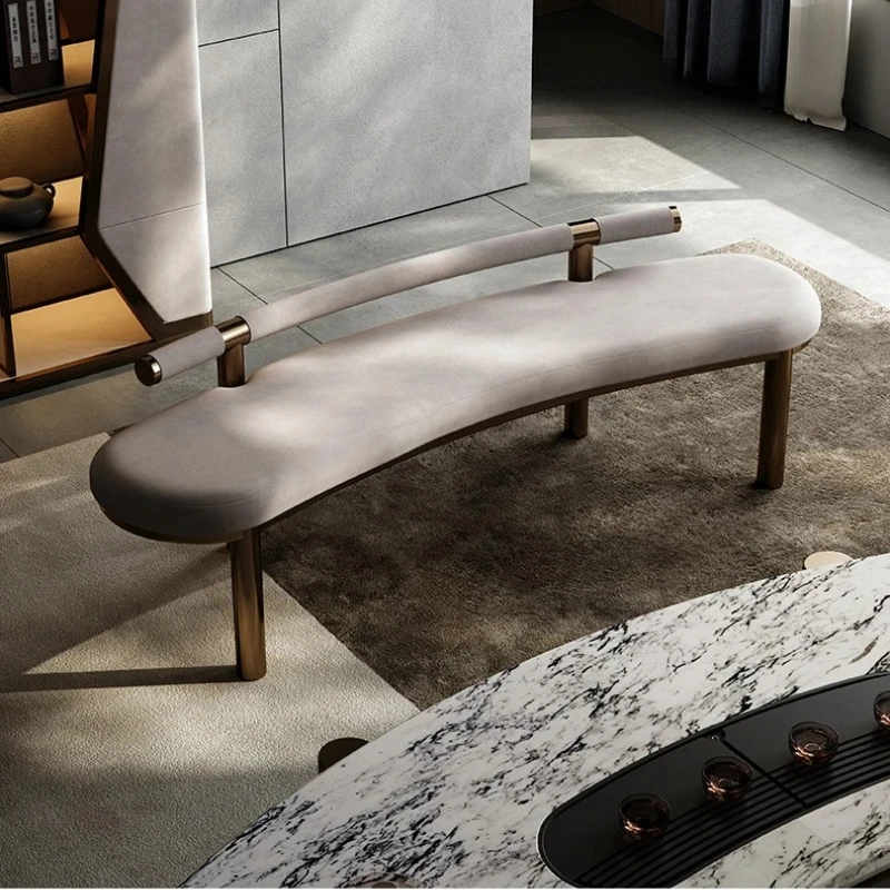 

minimalist tea table meeting benches curved benches modern light luxury living room large balcony