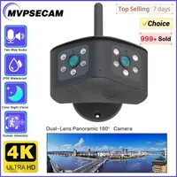 4K 8MP Outdoor 180° Ultra Wide View Angle Panoramic WIFI Camera Dual Lens IP Camera AI Human Detection 6MP CCTV Security Camera