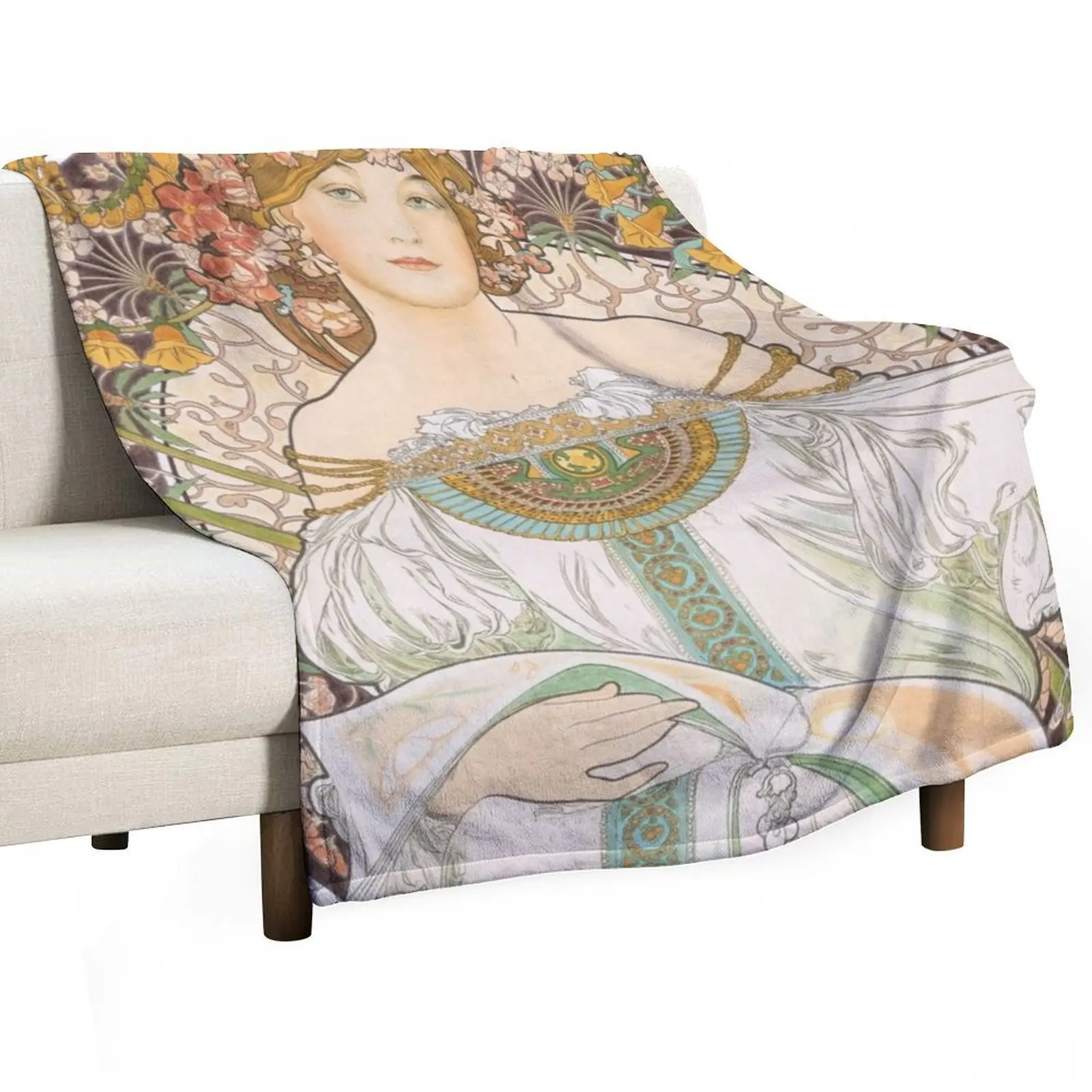 HD. F. Champenois, by Alphonse Mucha HIGH DEFINITION (Original colors) Throw Blanket Warm valentine gift ideas Blankets