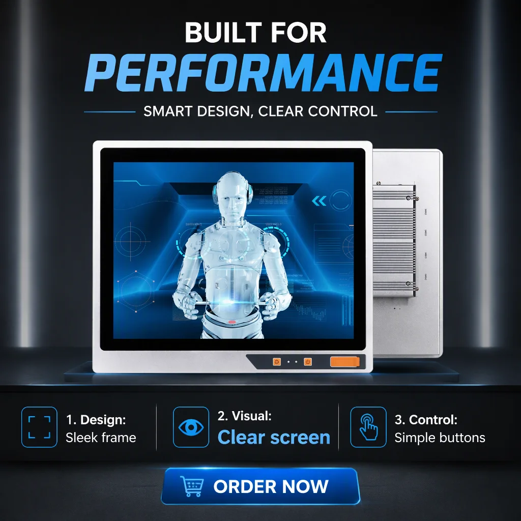 21.5 Inch Industrial Panel PC with Dual Network N100 8G-128G DDR4 RAM IP65 Wall Mounting Cheap Touch Screen Industrial Computer