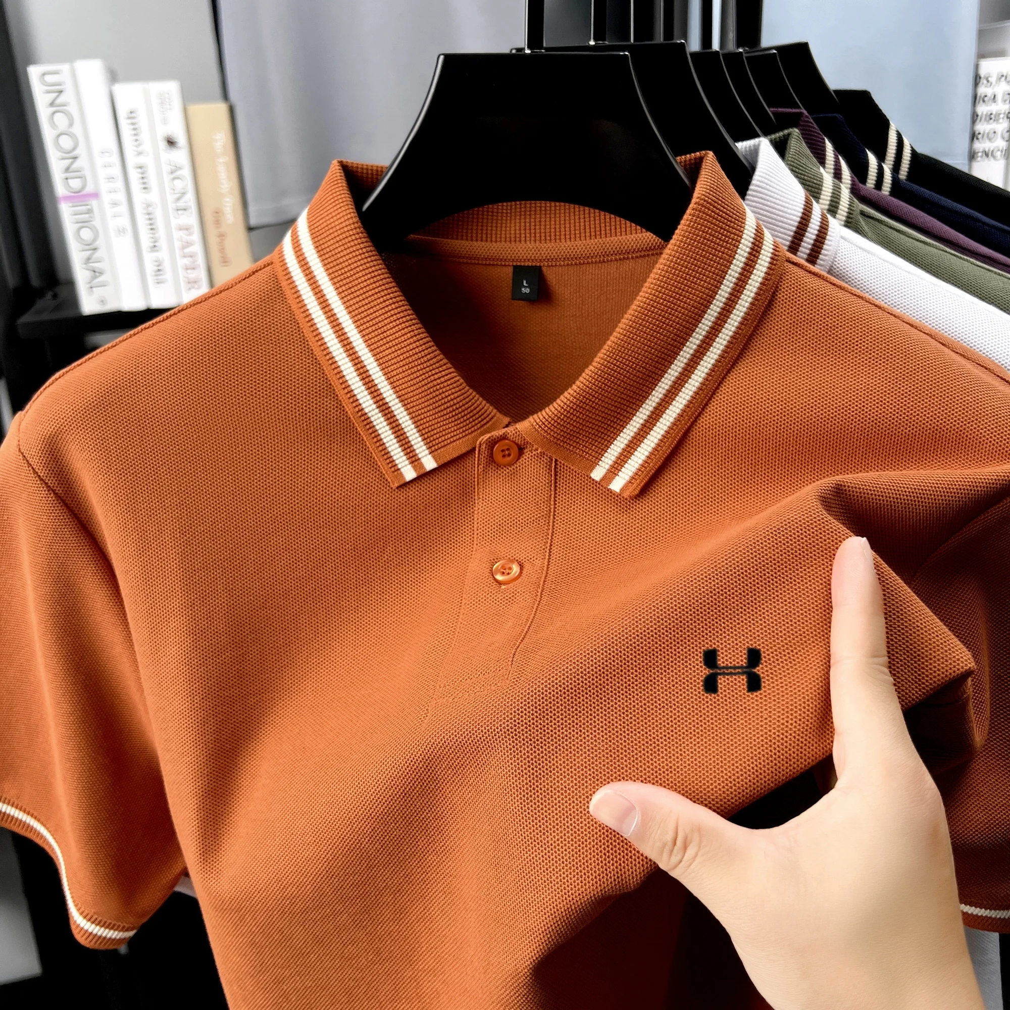 Men's Striped Collar Polo Shir - Polo Shirt Pique recension och pris