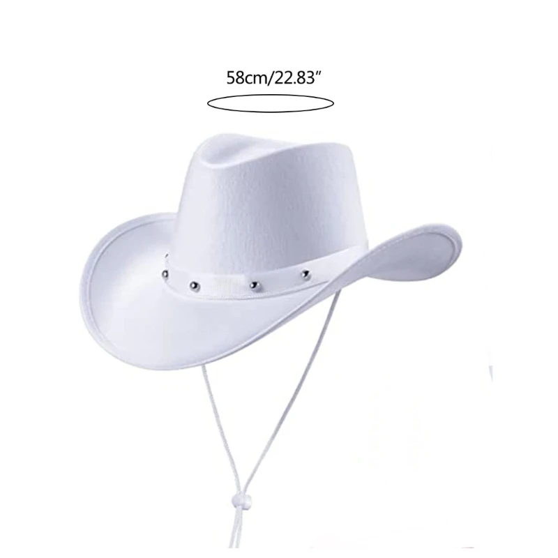 Felt Cowboy Hat Western Style Wide Brim Hat Women Men Halloween Cosplay Party Hat Costume Fedora Caps Clothing Accessory