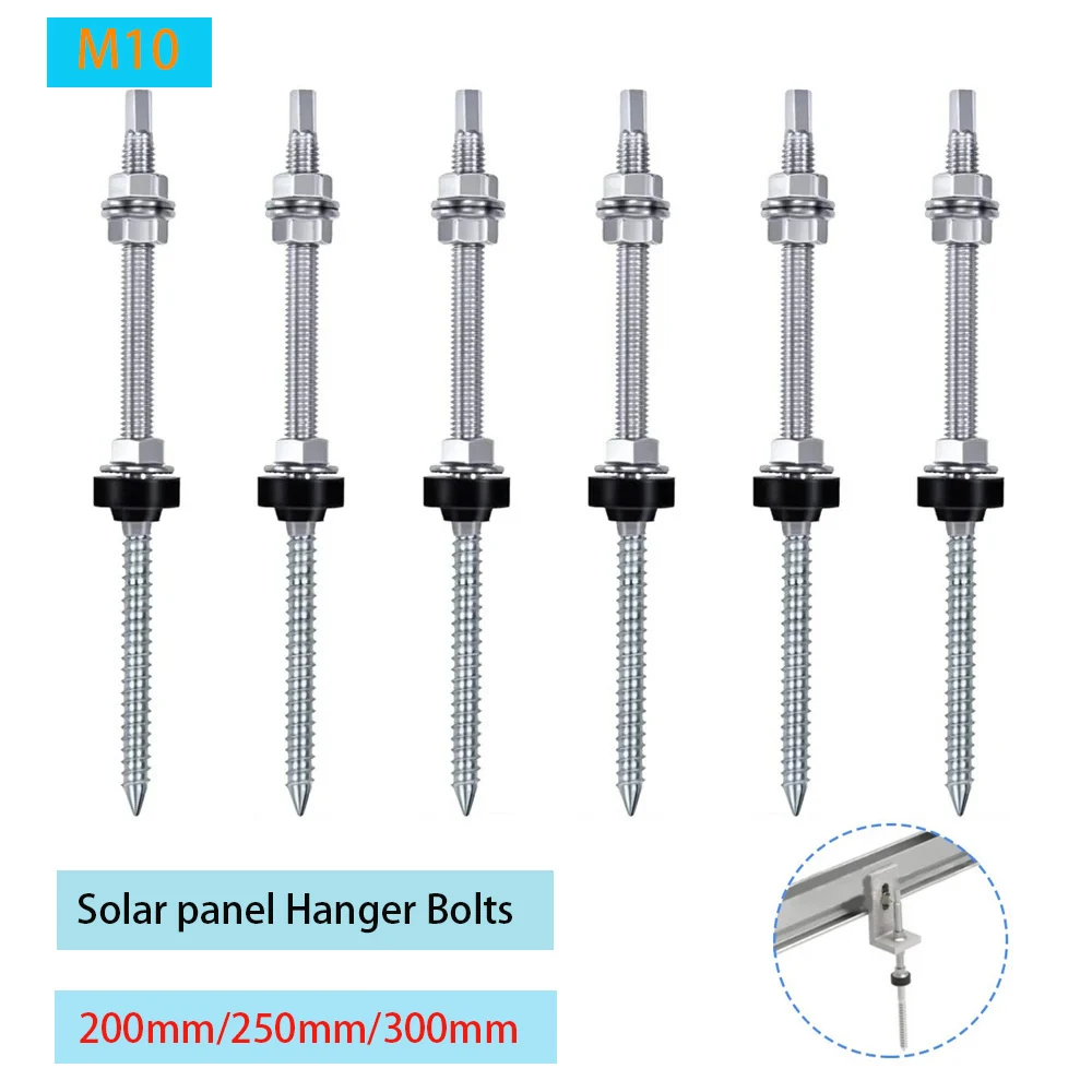 Solar Panel Roof Hanger Bolts 304 Stainless Steel Solar Mounting Screws PV Mounting Bracket M10 Solar Panel Accessories Kit