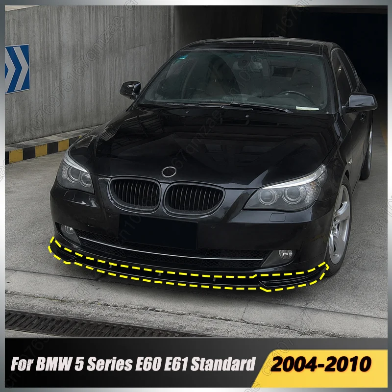 For BMW E60 E61 Standard Model 2004-2010 3PCS Gloss Black Car Front Lip Spoiler Bumper Splitter Chin Diffuser Body Kits