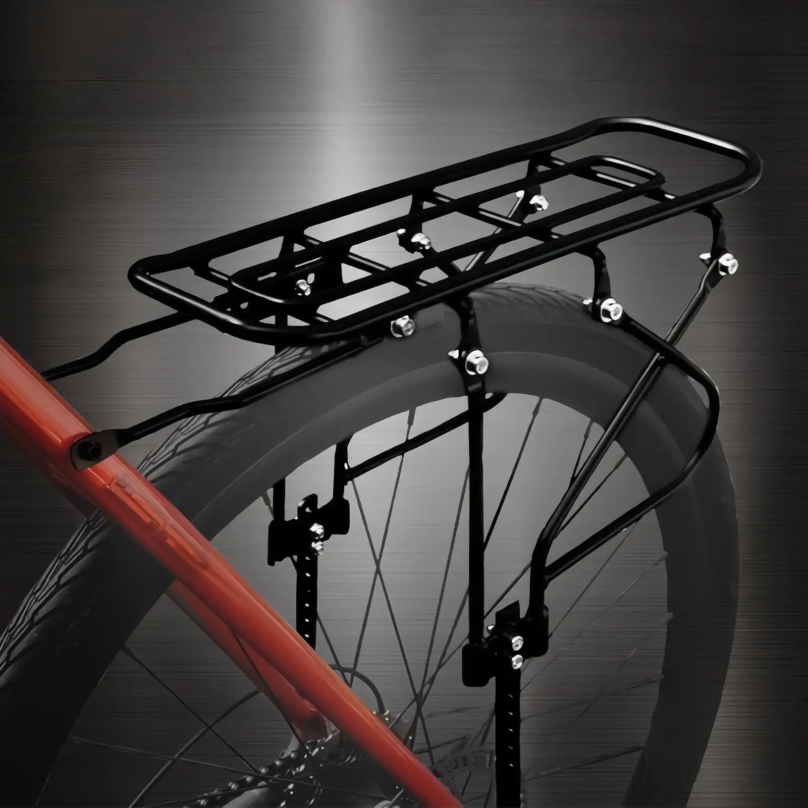 Rear Bike Rack 200kg Capacity Heavy Duty Steel Mount Adjustable Steel Bike Cargo Rack For Cycling Road Commuting Work Delivery