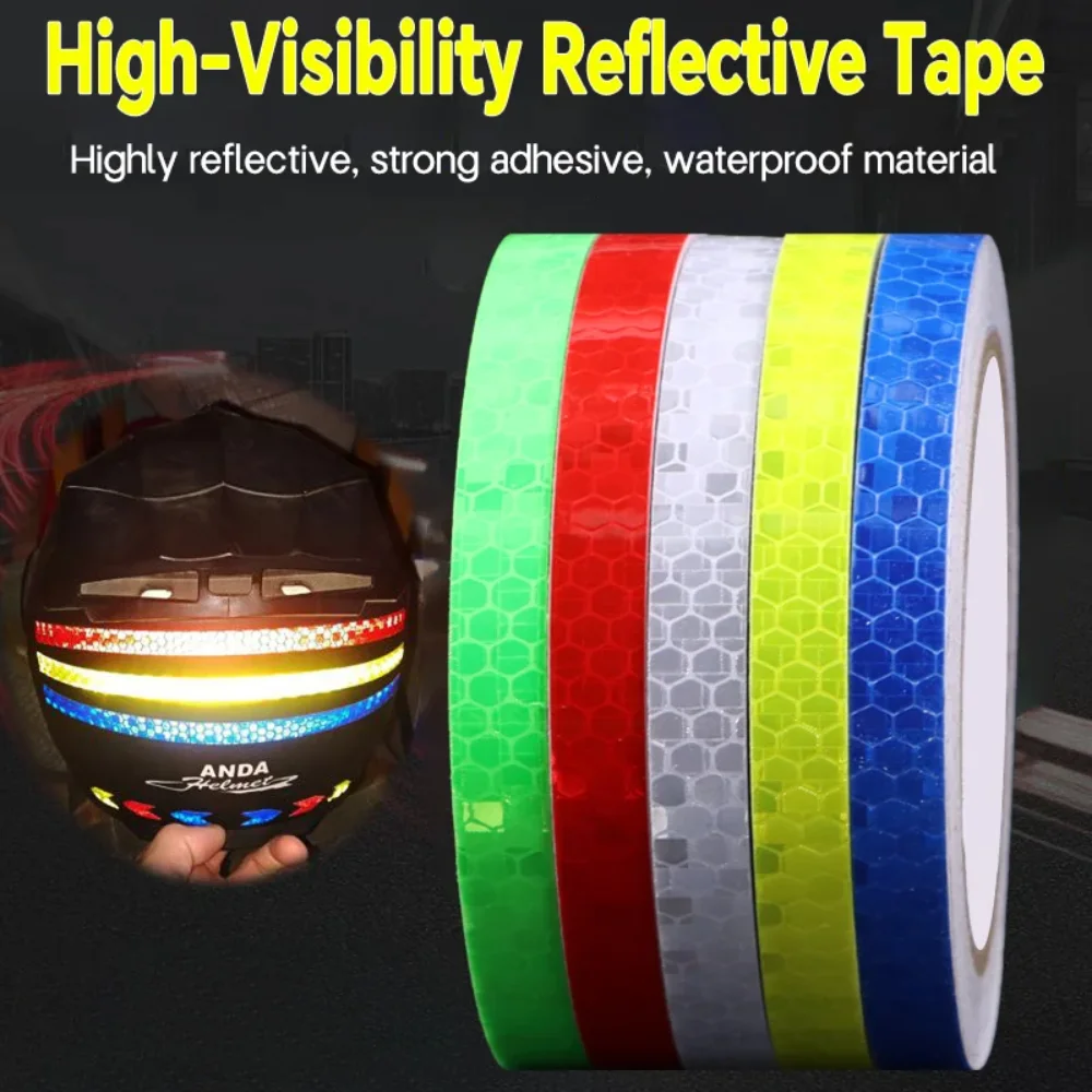 Reflective tape, 3 rolls, 5 colors, high visibility waterproof self-adhesive tape, suitable for towing, outdoor night visibility