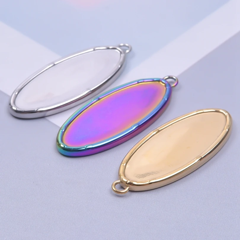 5 teile/los Edelstahl Runde Oval Herzförmige Tablett Anhänger Basis Einstellungen Charms DIY Schmuck Machen Liefert Halskette Ohrring – Detail 7