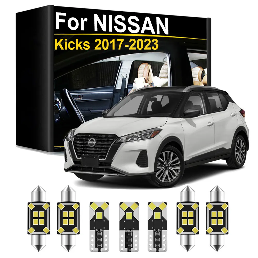 Kit de luces LED interiores para Nissan Kicks 2017 2018 2019 2020 2021 2022 2023, lámpara de techo, maletero, matrícula, accesorios Canbus