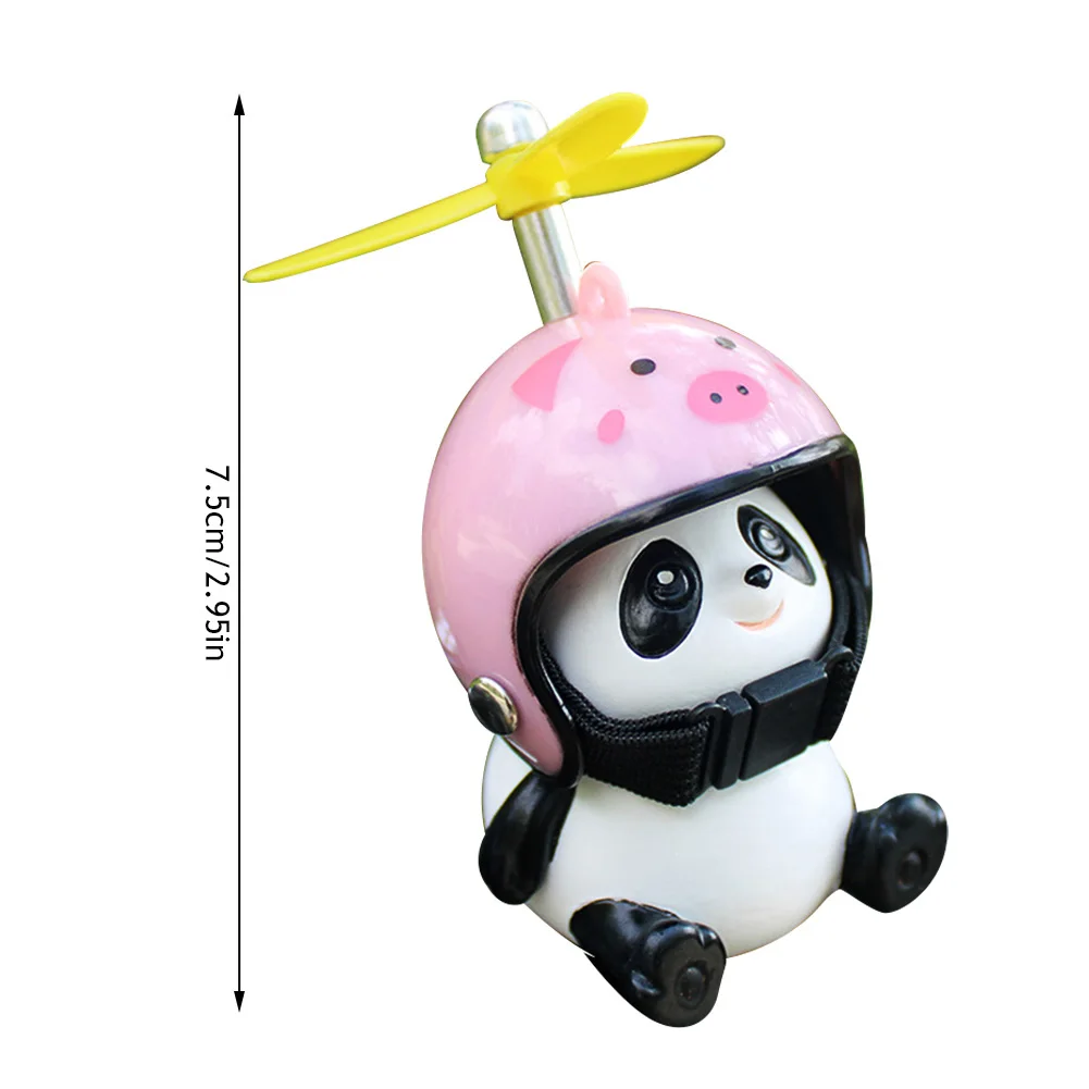 Motorfiets Stuur Decoratie Fiets Elektrische Schattige Panda Cartoon Met Helm Airscrew Ornamenten Speelgoed Rijuitrusting Accessoires