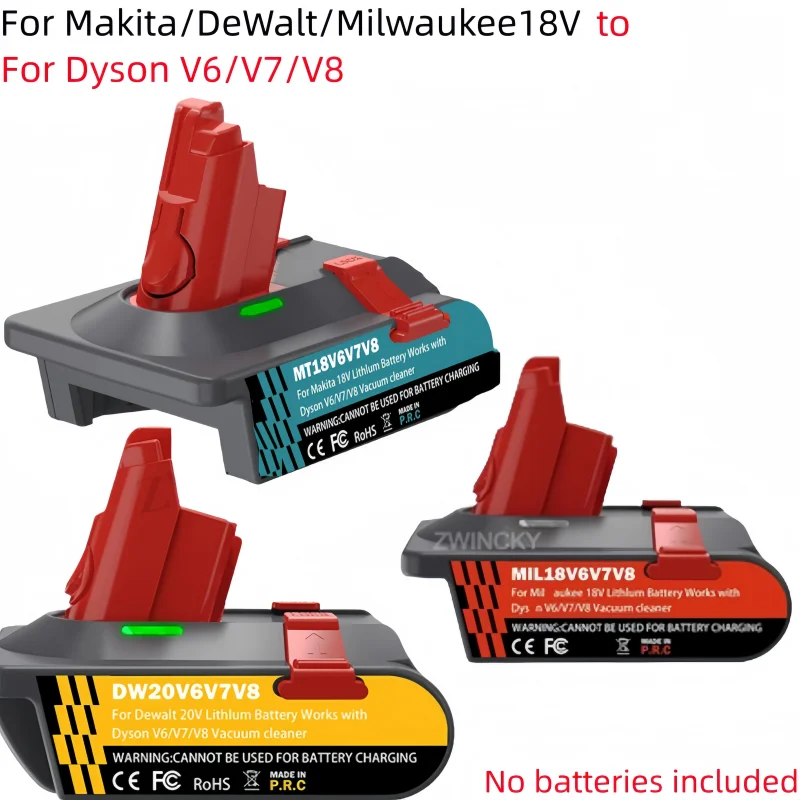 

Portable battery converter for DeWalt/Makita/Milwaukee 18-20V batteries, suitable for Dyson V8, V7, V6 series vacuum cleaners
