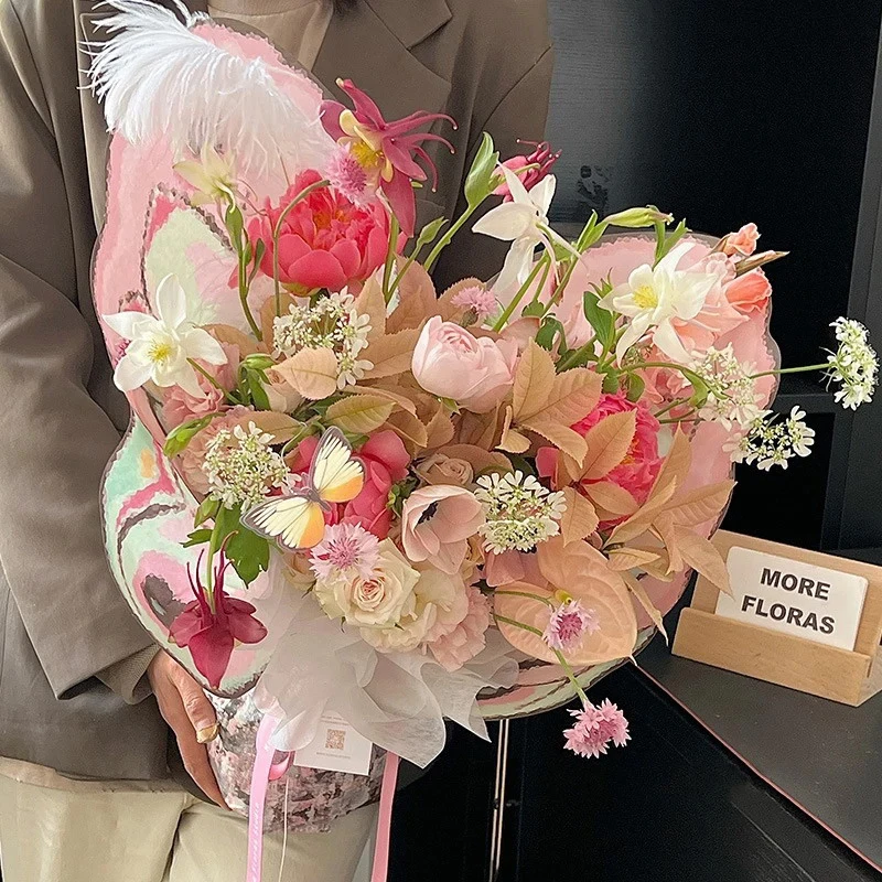 10Pcs Butterfly-Shaped Bouquet Wrapping Paper Creative Flower Packing Paper DIY Wedding Birthday Gift Wrapping Material