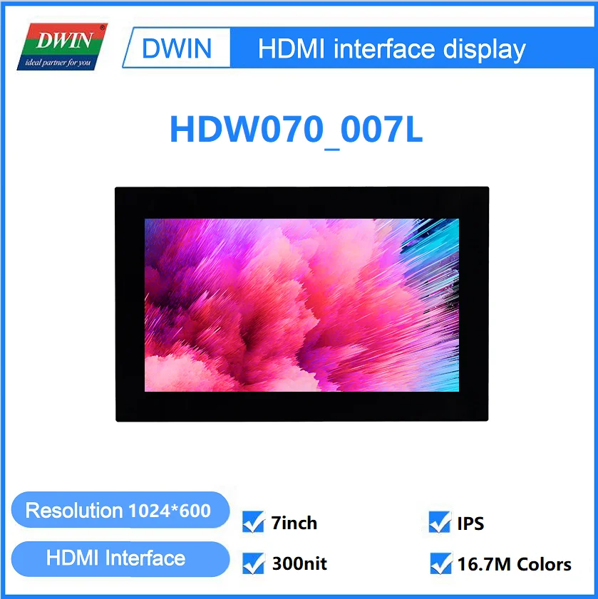 DWIN 7.0 pollici 1024*600, modulo LCD HDMI con USB, schermo IPS con tocco capacitivo, copertura in vetro personalizzata-HDW070_007L