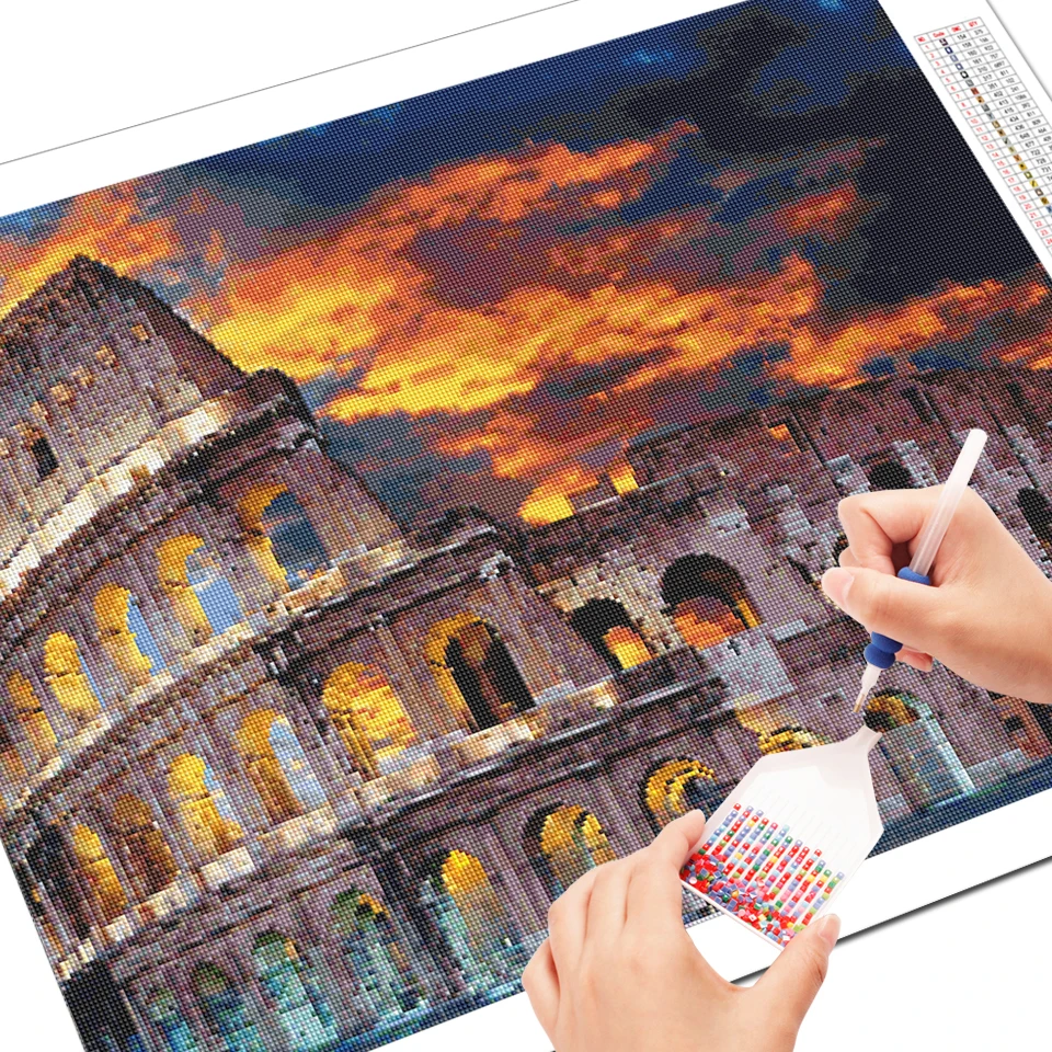 Full Square Diamond Painting Colosseum Cross Stitch Embroidery Rome Building New Arrival Mosaic Landscape Wall Decor,frameless