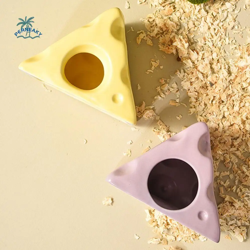 

Creative Hamster Ceramic Nest Cheese Shape Triangle Ceramics Hamster House Cute Summer Hamster Hideout Small Animals