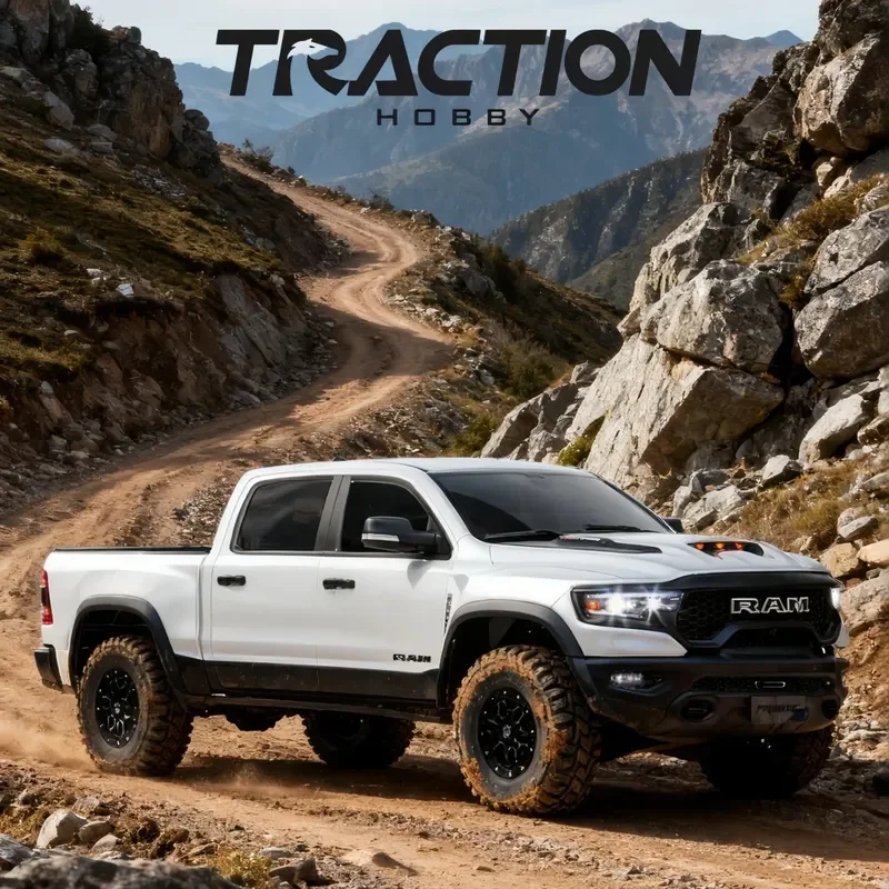 KM Rraction 1/8 Tyrannosaurus RAM 1500 Simulation Remote Control Electric 4WD Climbing Car Pickup Off-Road Vehicle RC Model Toy