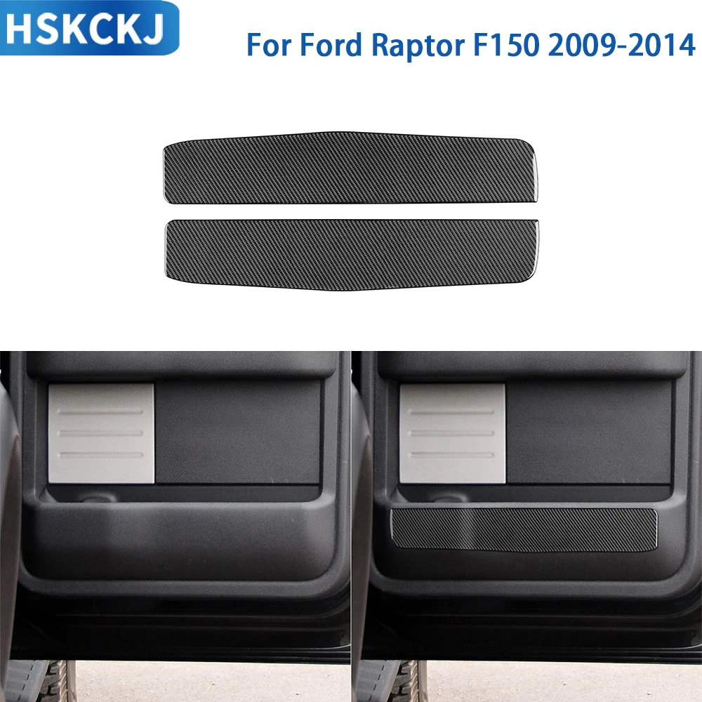 

For Ford Raptor F150 2009-2014 Accessories Real Soft Carbon Fiber Interior Rear Door Anti Kick Panel Cover Trim Sticker