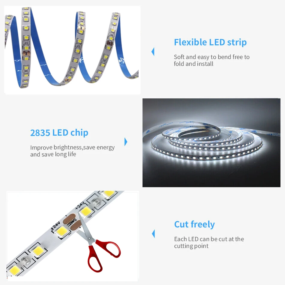 2835 LED listwa oświetleniowa 120 leds/m DC24V 12V biały ciepły biały super jasny elastyczny taśma led 1-10m