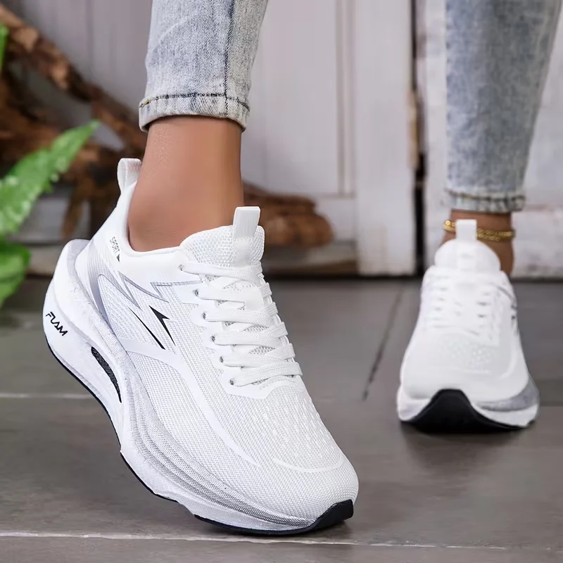 2026 Women's Sneakers Breathable Knitted Mesh Comfortable Flat Lace Up Shoes Trendy Fashionable Casual Outdoor Women Running view 6