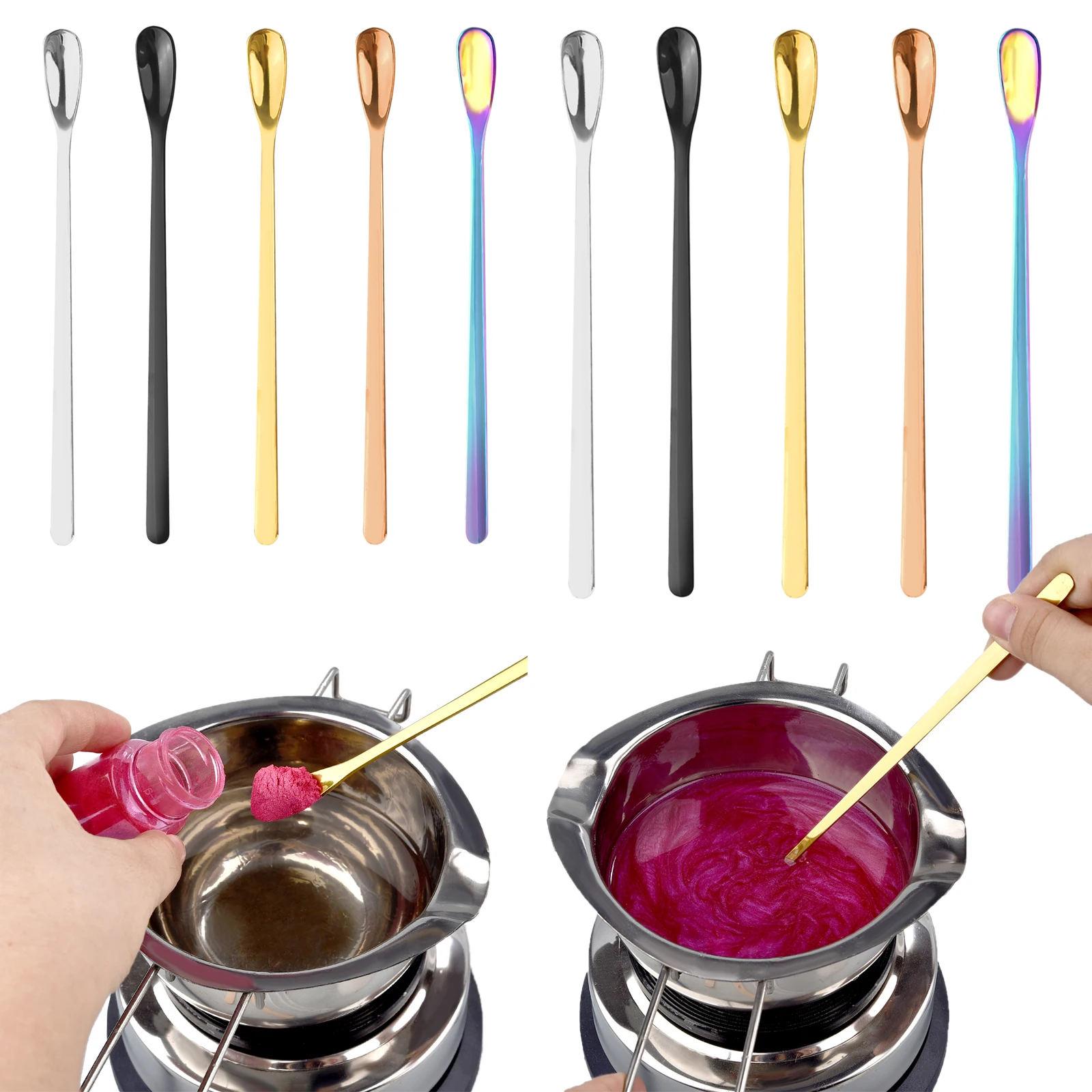 1pcs Stainless Steel Wax Melting Stirring Spoon DIY Multifunctional Epoxy Resin Glue Powder Mix Wax Seal Lacquer Auxiliary Tools