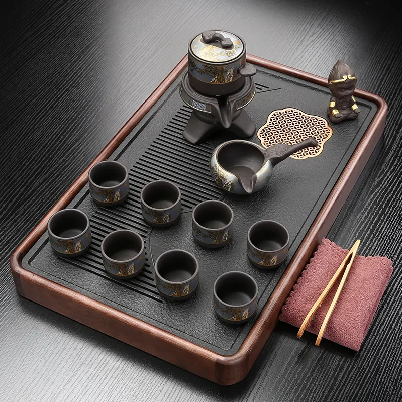 

Wooden Drainage Tea Tray Decorative Ceremony Design Rectangle Luxury Aesthetics Tea Tray Living Room Bandeja Madera Home Product