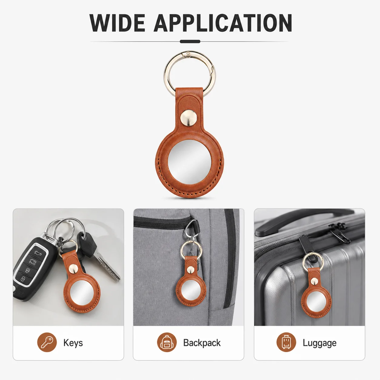 PU Leather AirTag Holder Keychain for Apple AirTag Protective Case Anti-Lost Tracker Cover for Car Keys Bags Luggage