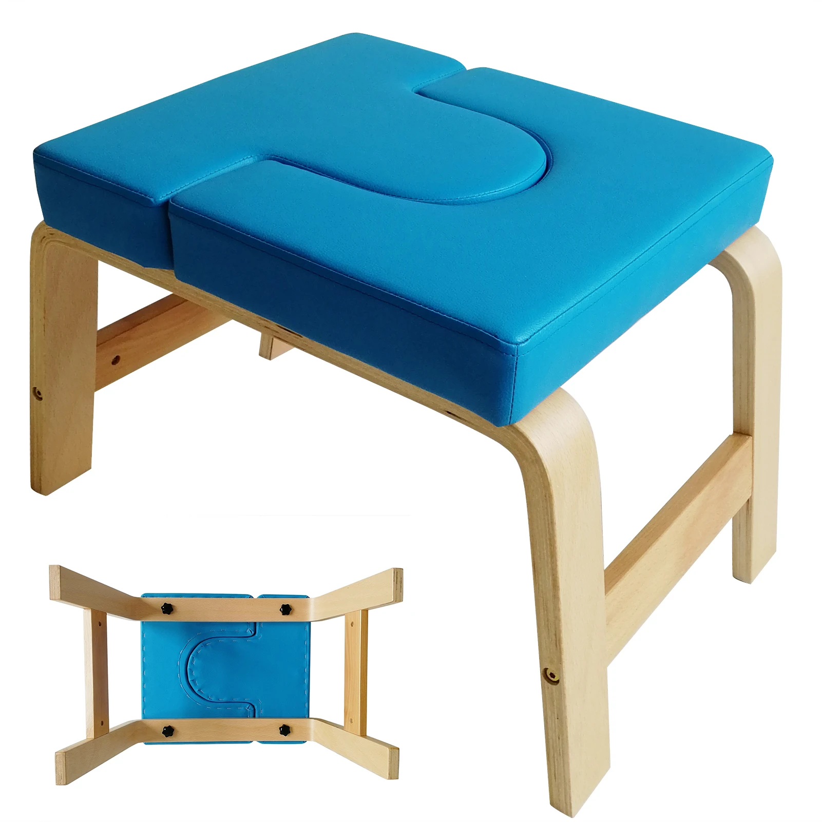 Solid Wooden Yoga Handstand Stool Balance Training Chair Fitness Accessory Inversion Portable Yoga Headstand Bench Yoga Chair
