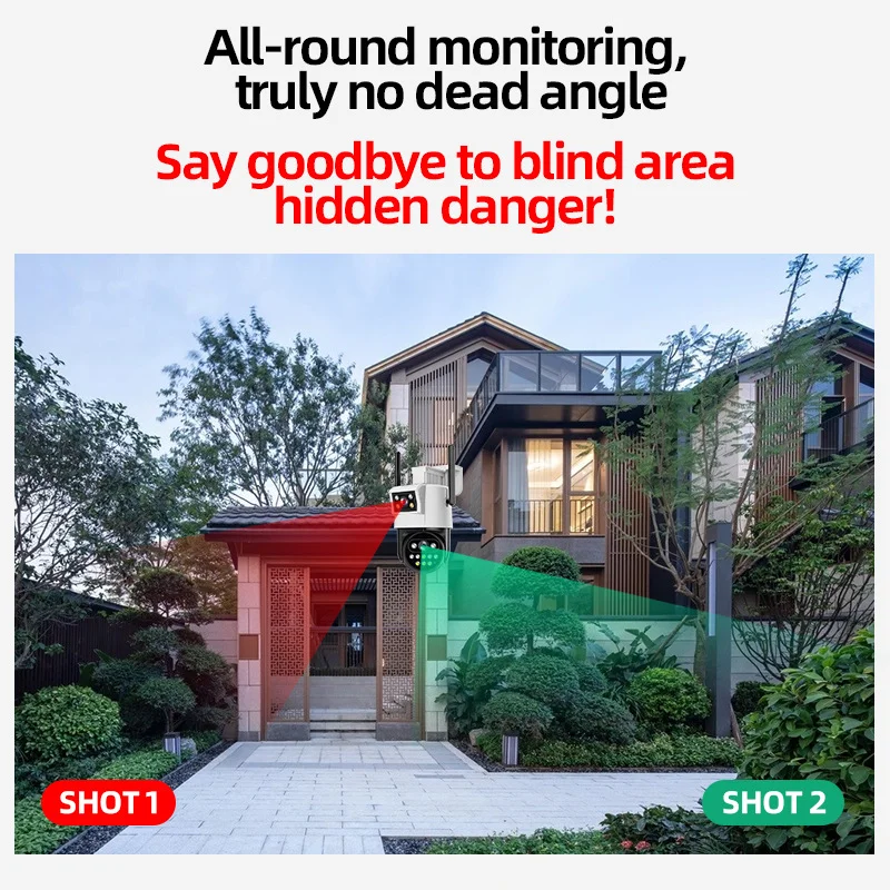 Télécommande de téléphone portable 360 ​ ​ Pas d'angle mort double objectif 5MP HD vision nocturne extérieure double écran caméra de surveillance caméra IP Audio