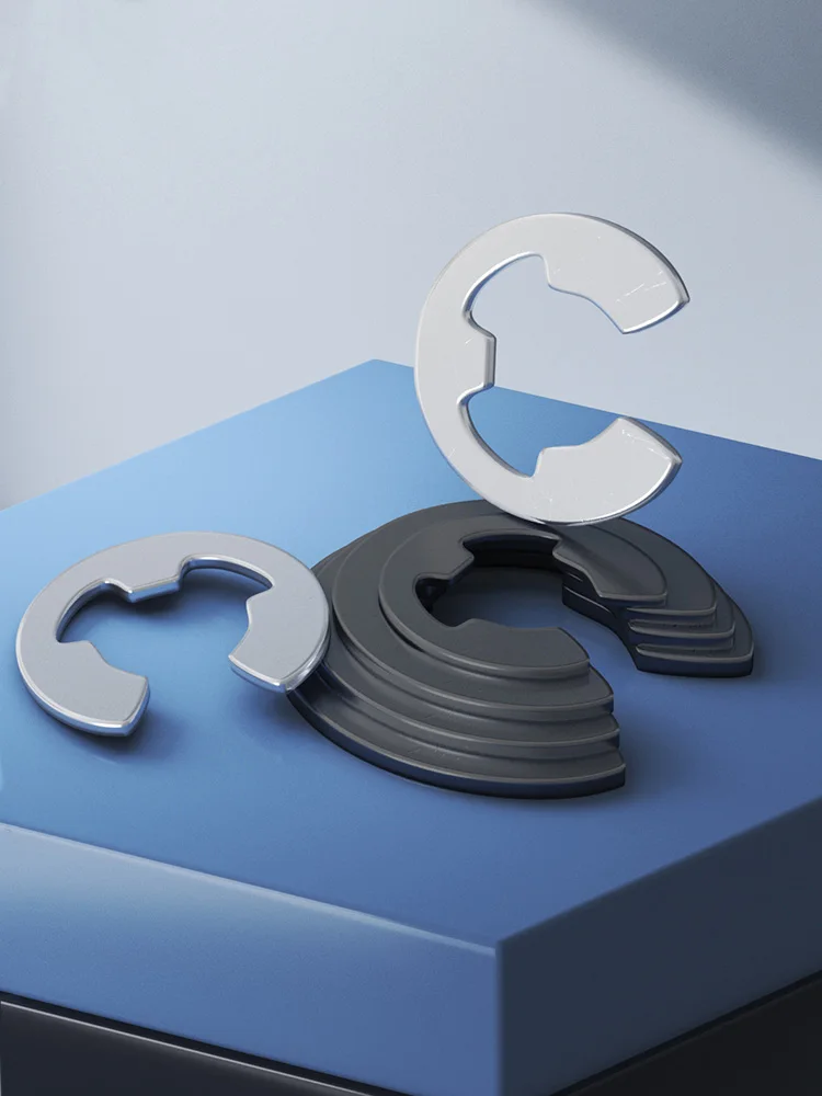 M1.2-M24 Black E Shape Circlip Buckle Spring Washers 65mn Manganese Steel Circlip Ring For Shaft Fastener Snap Opening Retaining