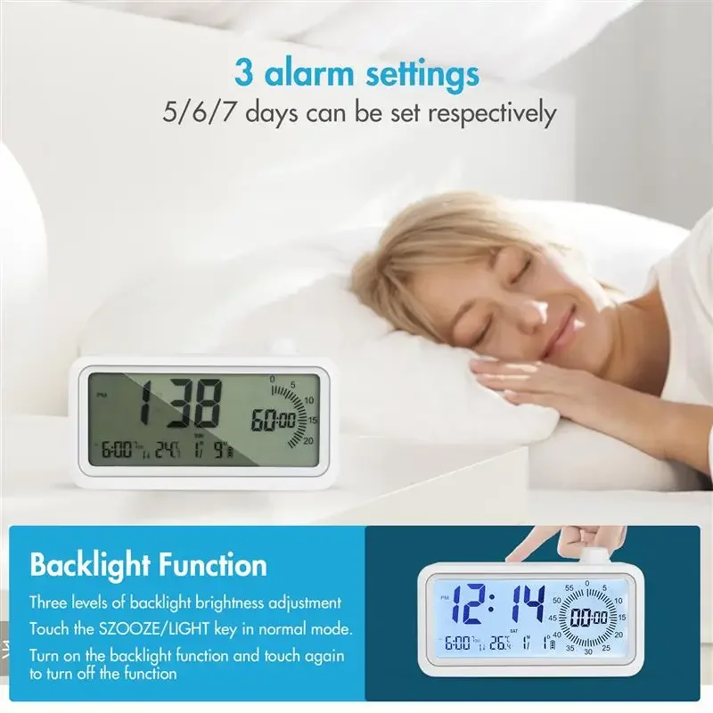 Wireless Visual Timer for Kids Adults 60-Minutes Usb Rechargeable Countdown Timer LCD Screen Time Management Alarm Clock