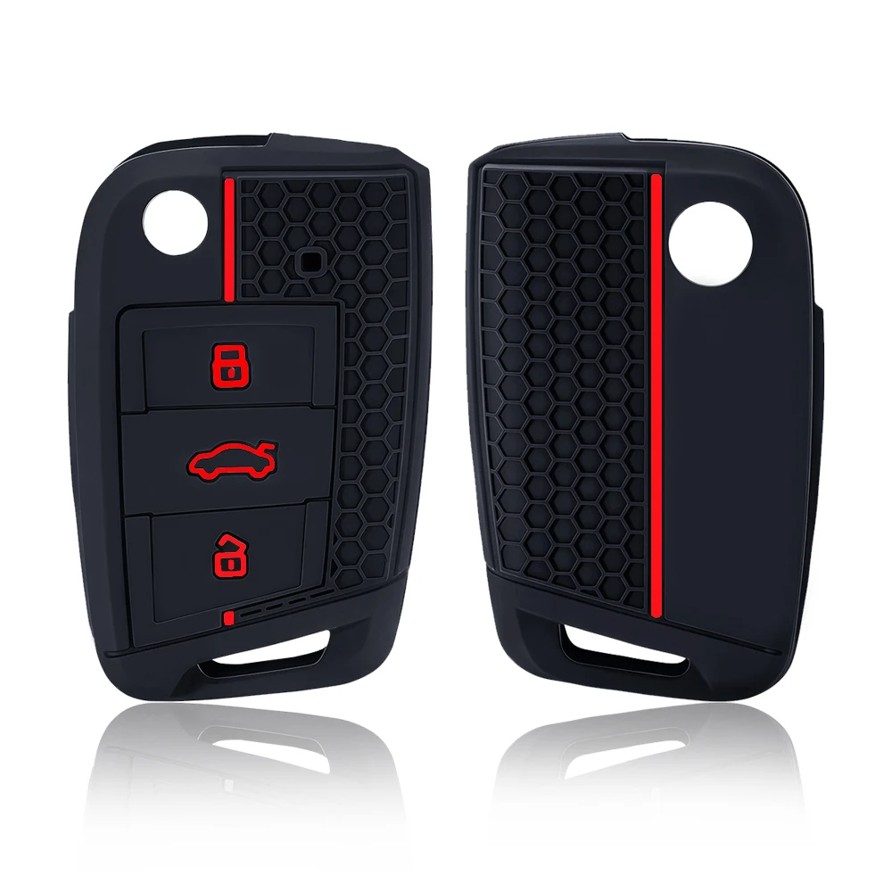 Silicone Car Key Fob Case Cover Shell for VW Golf 7 GTI POLO T-Cross T-Roc Touran Tiguan FOR Skoda Octavia Rapid Kodiaq Fabia