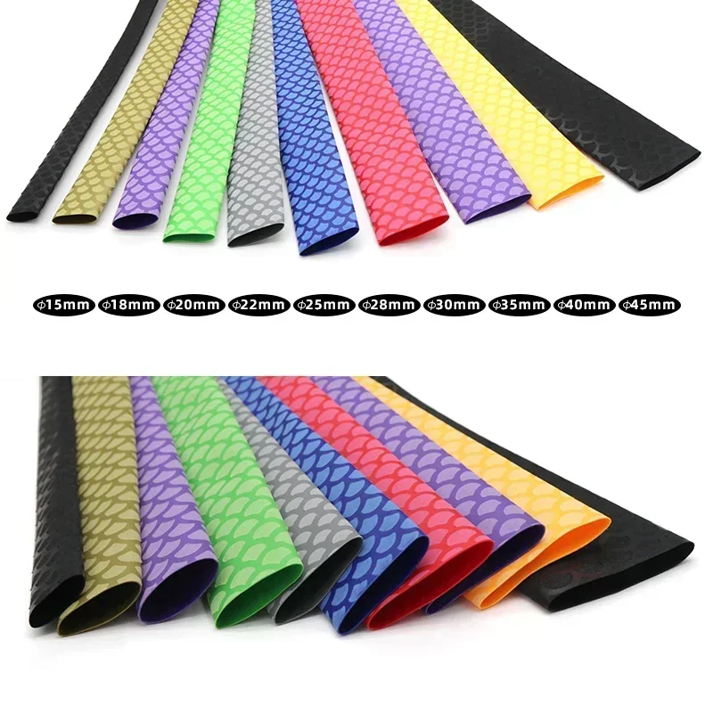 1M Non-slip Heat Shrink Tube 15/18/20/22/25/28/30/35/40/45mm for Fishing Rod DIY Racket Sleeve Electrical Insulation Shrink Wrap
