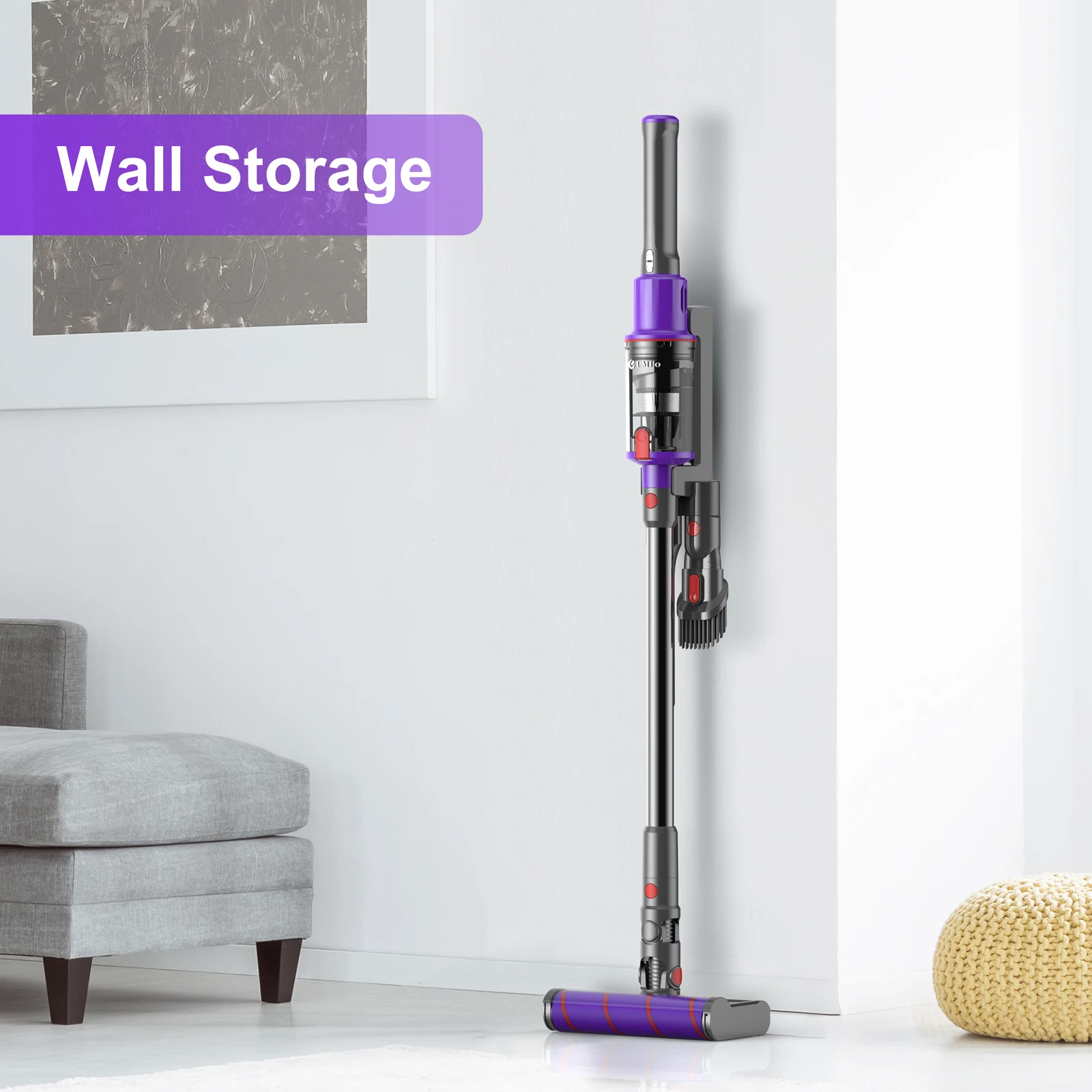 UMLO V102  Cordless Vacuum Cleaner for Home Carpet Hard Floor Pet Hair,  Powerful Stick Vacuum with Brushless Motor,Purple