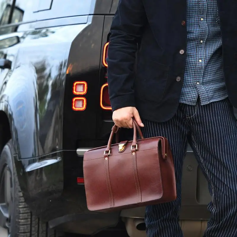 

designer genuine leather men women's briefcase business fashion handmade luxury first layer cowhide laptop doctor handbag