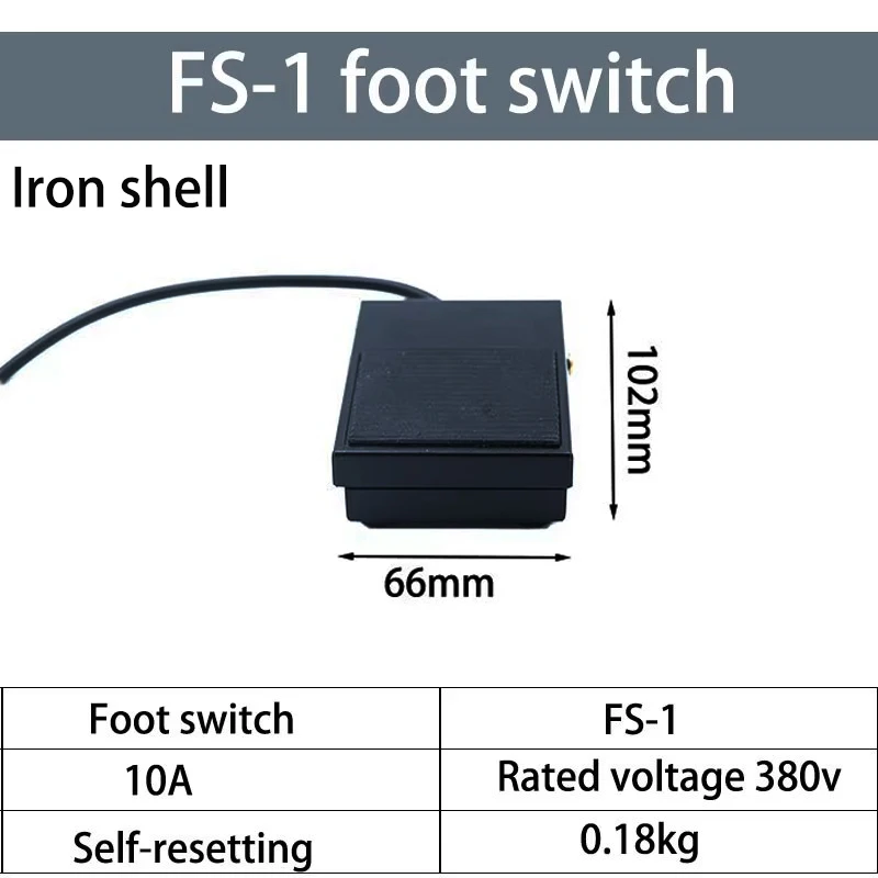 Interruptor de pedal TFS-1, resistente 10A 250V/380V, auto-redefinição, escudo de metal/plástico para controle de máquina de controle industrial