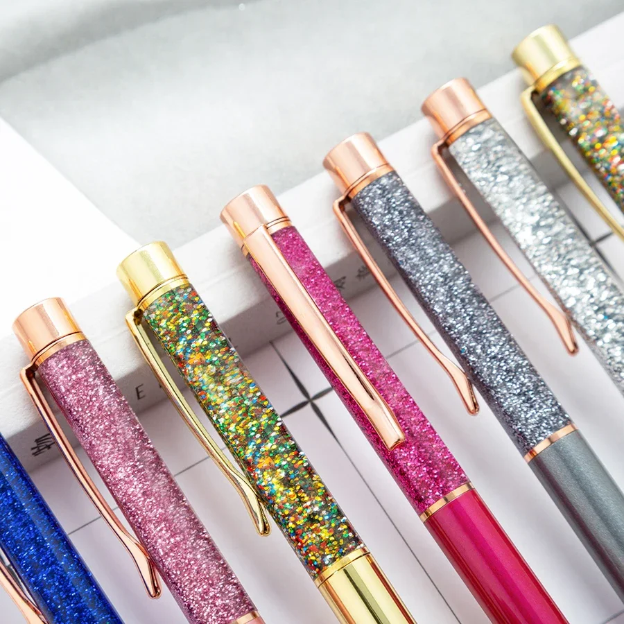 Bunt in das Öl Goldpulver Treibsand-Kugelschreiber, luxuriöser Metallstab, rotierender 1,0-mm-Kugelschreiber für Schule und Büro – Detail 2