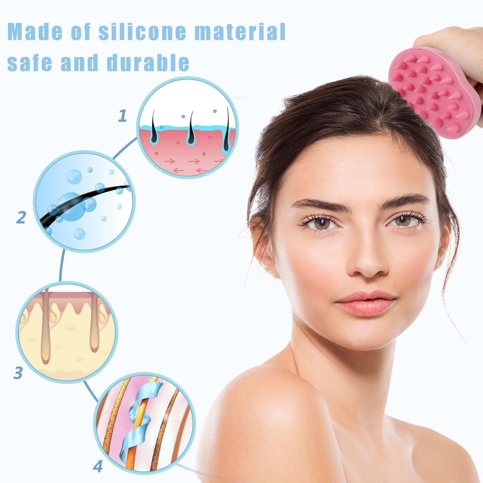 

2pcs Shampoo Brush Scalp Massage Brush Deep Cleansing Scalp Tool Silicone Hair Washing Comb All Hair Types Head Cleaning